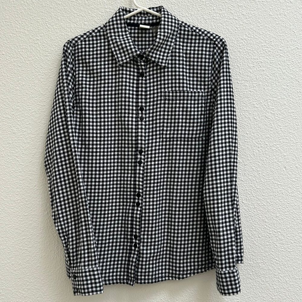 ROXY Women's Black & White Flannel Plaid Shirt